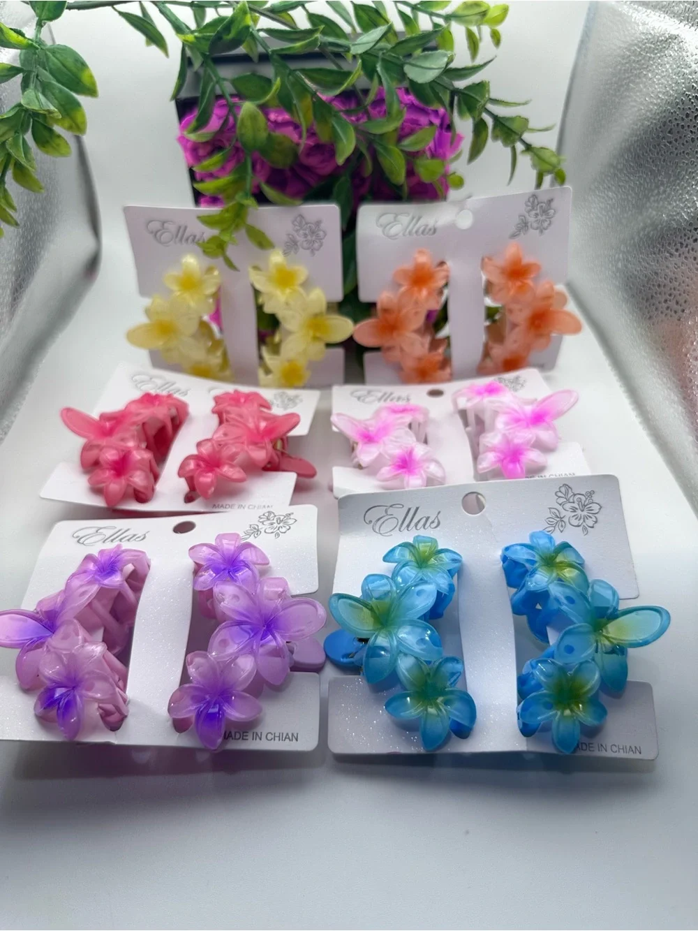 Hair Accessory Floral Claw Clips- Peach